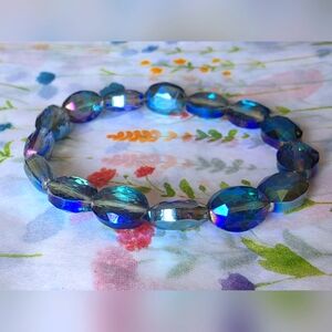 Blue Iridescent Beaded Bracelet Jewelry